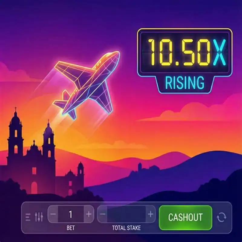 Pantalla del juego Aviator mostrando avión ascendiendo con multiplicador sobre silueta colorida de Guanajuato